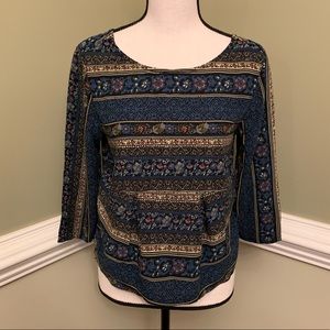 Bongo Aztec-Flower Pattern Cropped Top